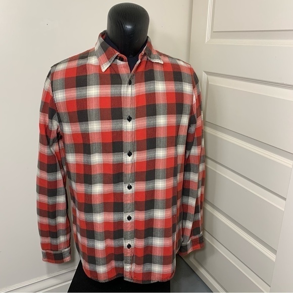 𝅺denim & Supply Ralph Lauren Vintage Black Red Checks Cotton Casual Down Shirt L - Picture 4 of 11
